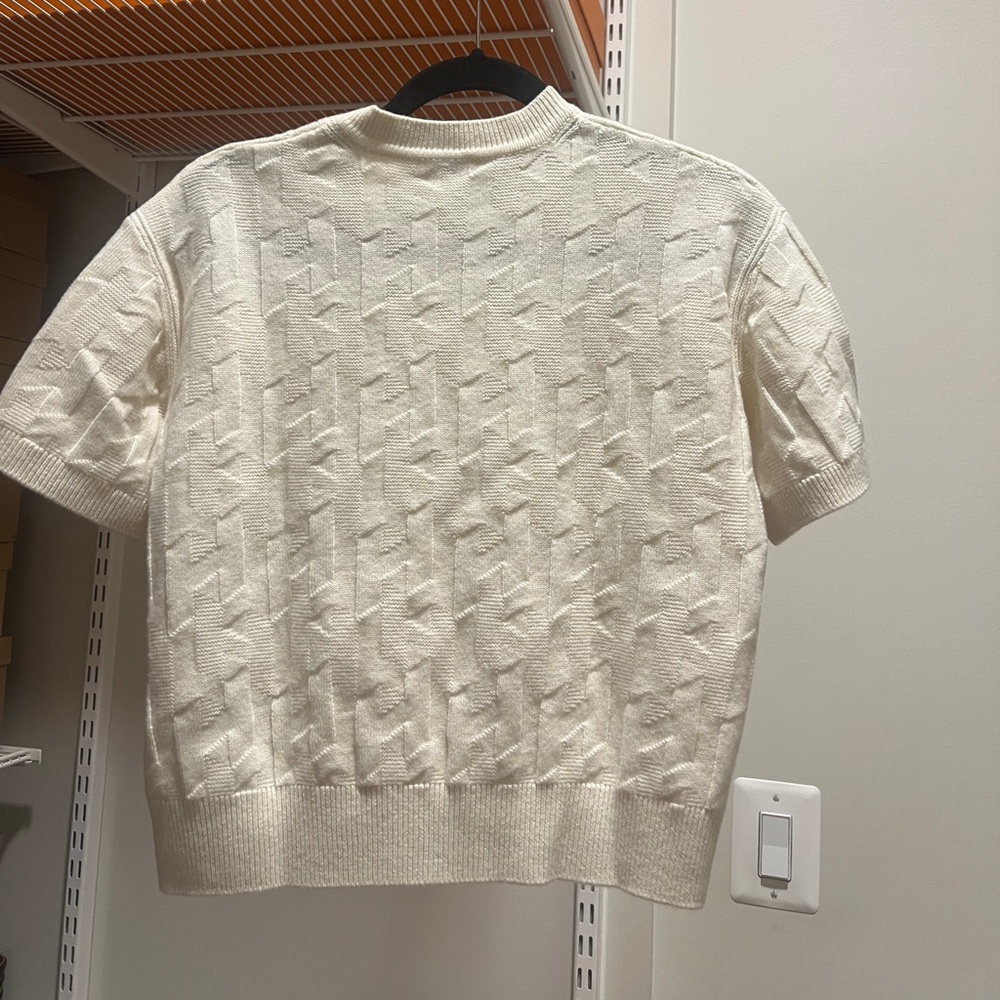 NEW Hermes “H" short-sleeve sweater wool sweater top Sz 36 XS/S ivory US… - Picture 4 of 9